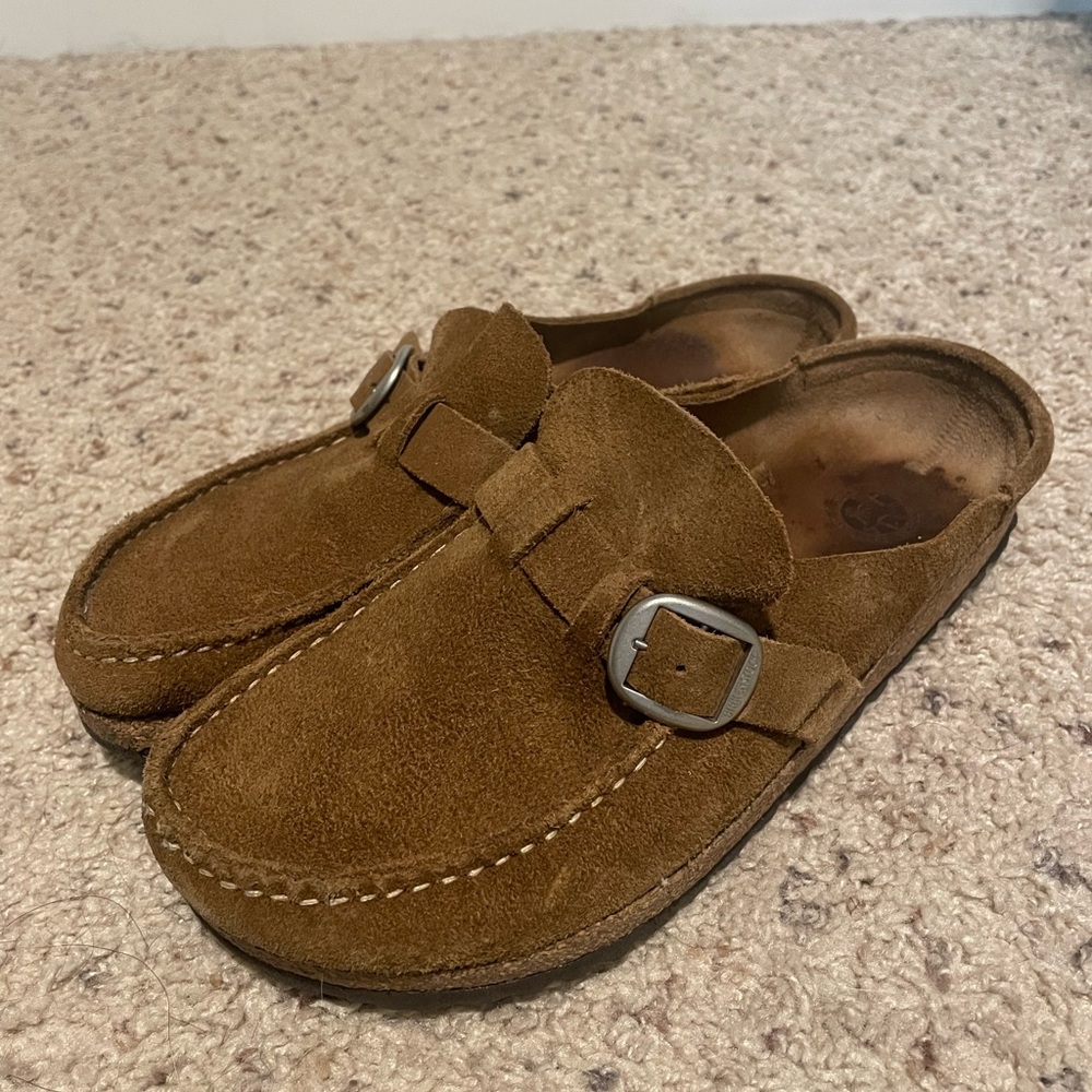 Birkenstock Brown Suede Loafers with Buckle
